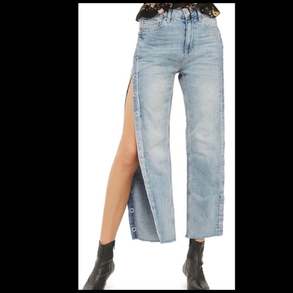 Topshop Denim - Sold** Topshop Side snap straight leg jeans size 28